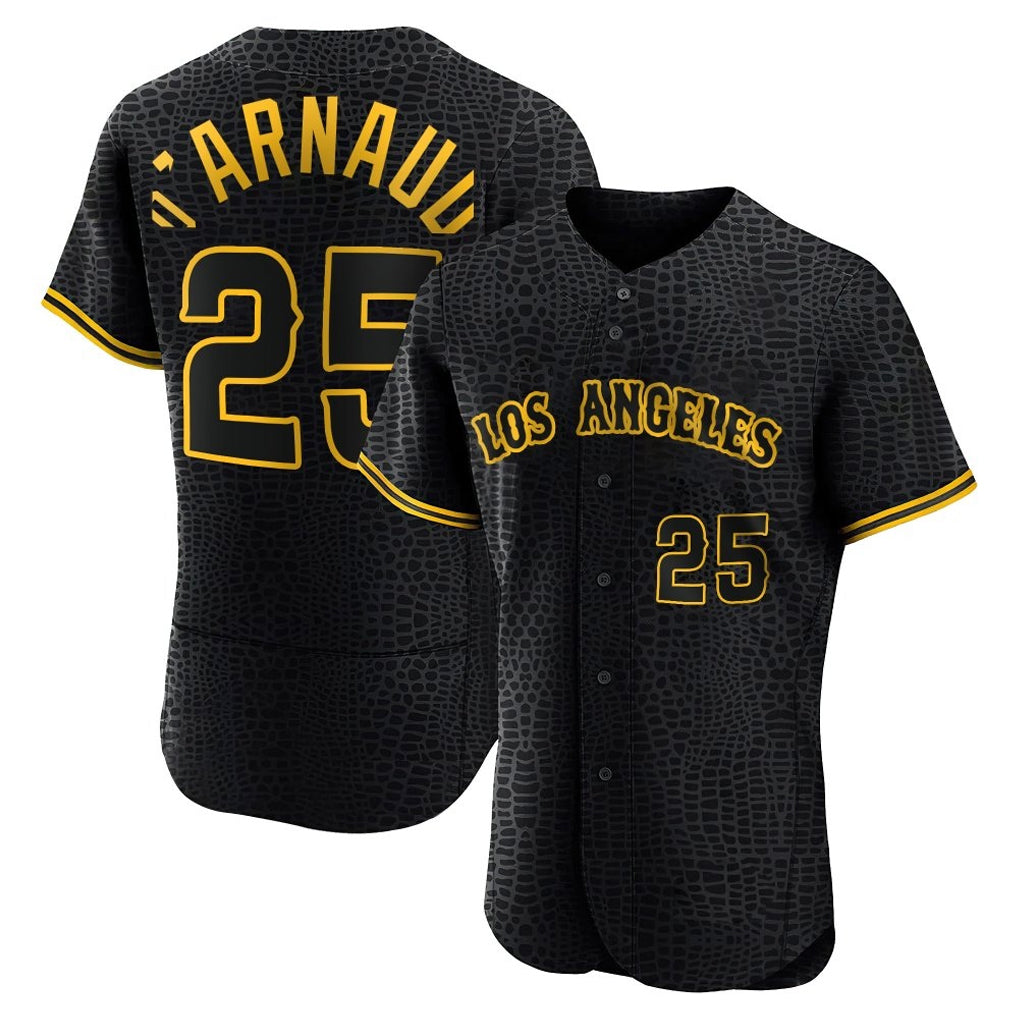 Johmsee LA.Angels #25 Travis d'Arnaud Player Black Snake Skin City Limited Elite Home Stitched Jerseys