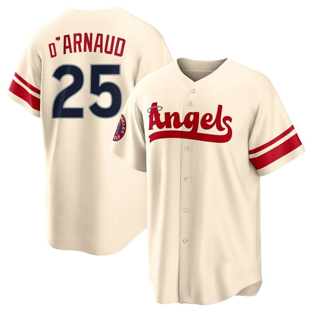 Johmsee LA.Angels #25 Travis d'Arnaud Player Cream City Connect Home Stitched Jerseys