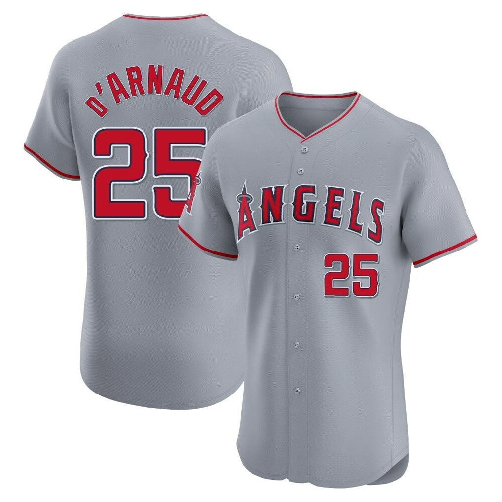 Johmsee LA.Angels #25 Travis d'Arnaud Player Gray Home Limited Elite Stitched Jerseys
