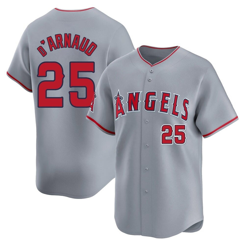 Johmsee LA.Angels #25 Travis d'Arnaud Player Gray Home Limited Stitched Jerseys