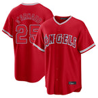 Johmsee LA.Angels #25 Travis d'Arnaud Player Red Home Game Stitched Jerseys
