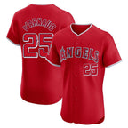 Johmsee LA.Angels #25 Travis d'Arnaud Player Red Home Limited Elite Stitched Jerseys