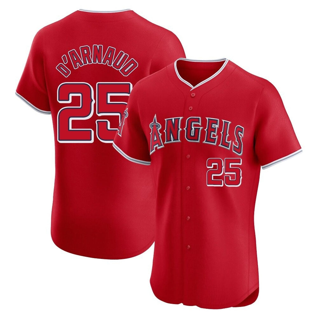 Johmsee LA.Angels #25 Travis d'Arnaud Player Red Home Limited Elite Stitched Jerseys