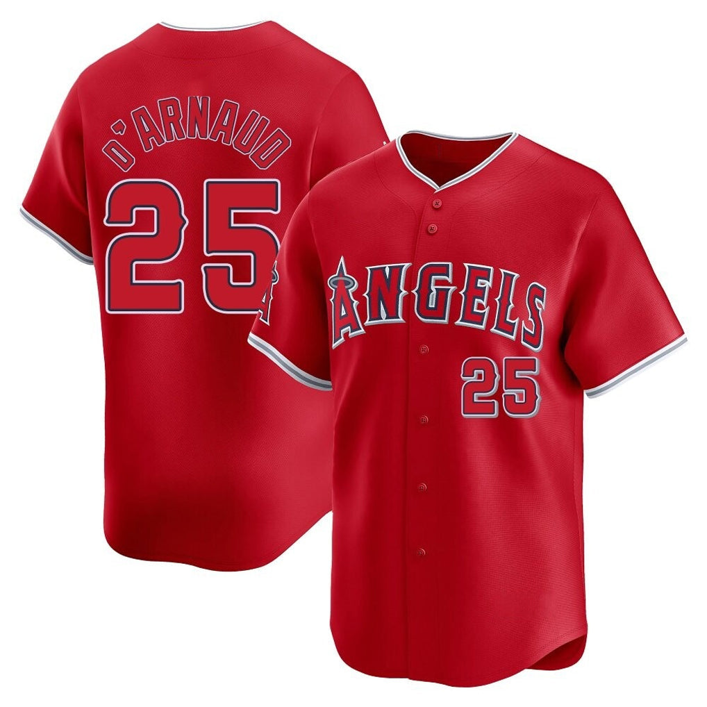 Johmsee LA.Angels #25 Travis d'Arnaud Player Red Home Limited Stitched Jerseys
