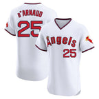 Johmsee LA.Angels #25 Travis d'Arnaud Player White T-shirt Home Limited Elite Stitched Jerseys