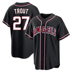 Johmsee LA.Angels #27 Mike Trout Player Black Fashion Out Home Game Stitched Jerseys