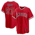 Johmsee LA.Angels #27 Mike Trout Player Red Home Game Stitched Jerseys