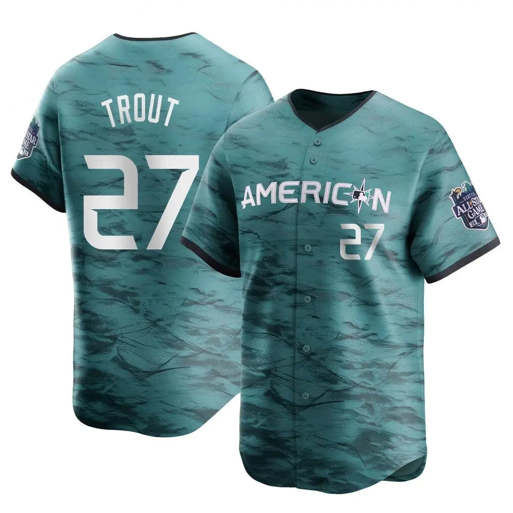 Johmsee LA.Angels #27 Mike Trout Player Teal Limited American League Game Vapor Premier All-Star Stitched Jerseys