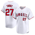 Johmsee LA.Angels #27 Mike Trout Player White Limited Home Stitched Jerseys
