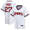 Johmsee LA.Angels #27 Mike Trout Player White T-shirt Home Game Stitched Jerseys