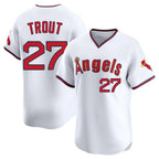 Johmsee LA.Angels #27 Mike Trout Player White T-shirt Home Limited Stitched Jerseys