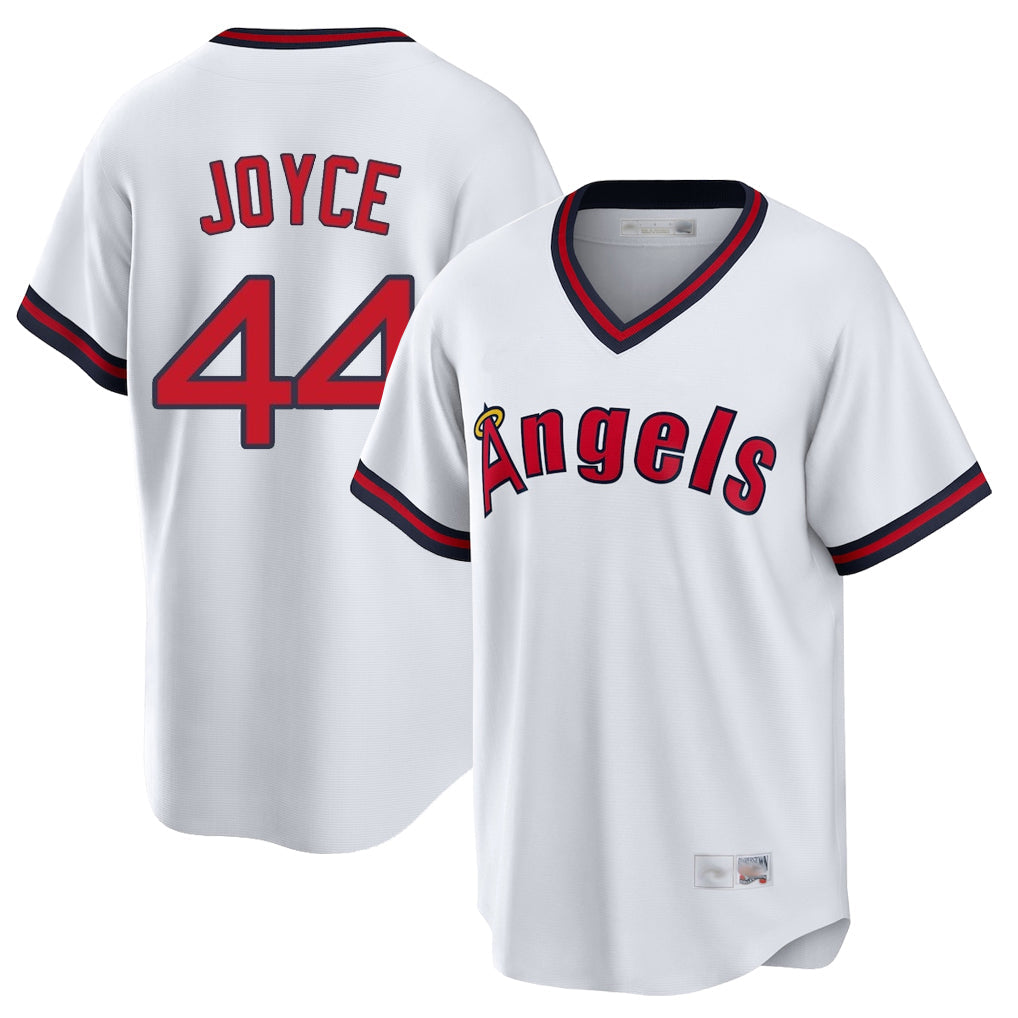 Johmsee LA.Angels #44 Ben Joyce Player White T-shirt Home Game Stitched Jerseys