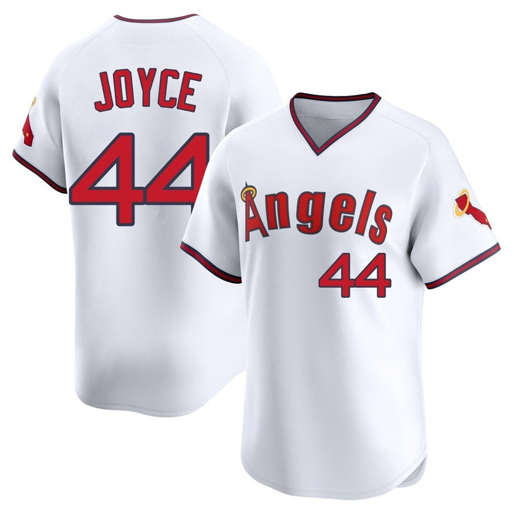 Johmsee LA.Angels #44 Ben Joyce Player White T-shirt Home Limited Stitched Jerseys