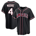 Johmsee LA.Angels #4 Christian Moore Player Black Fashion Out Home Game Stitched Jerseys