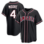 Johmsee LA.Angels #4 Christian Moore Player Black Fashion Out Home Game Stitched Jerseys