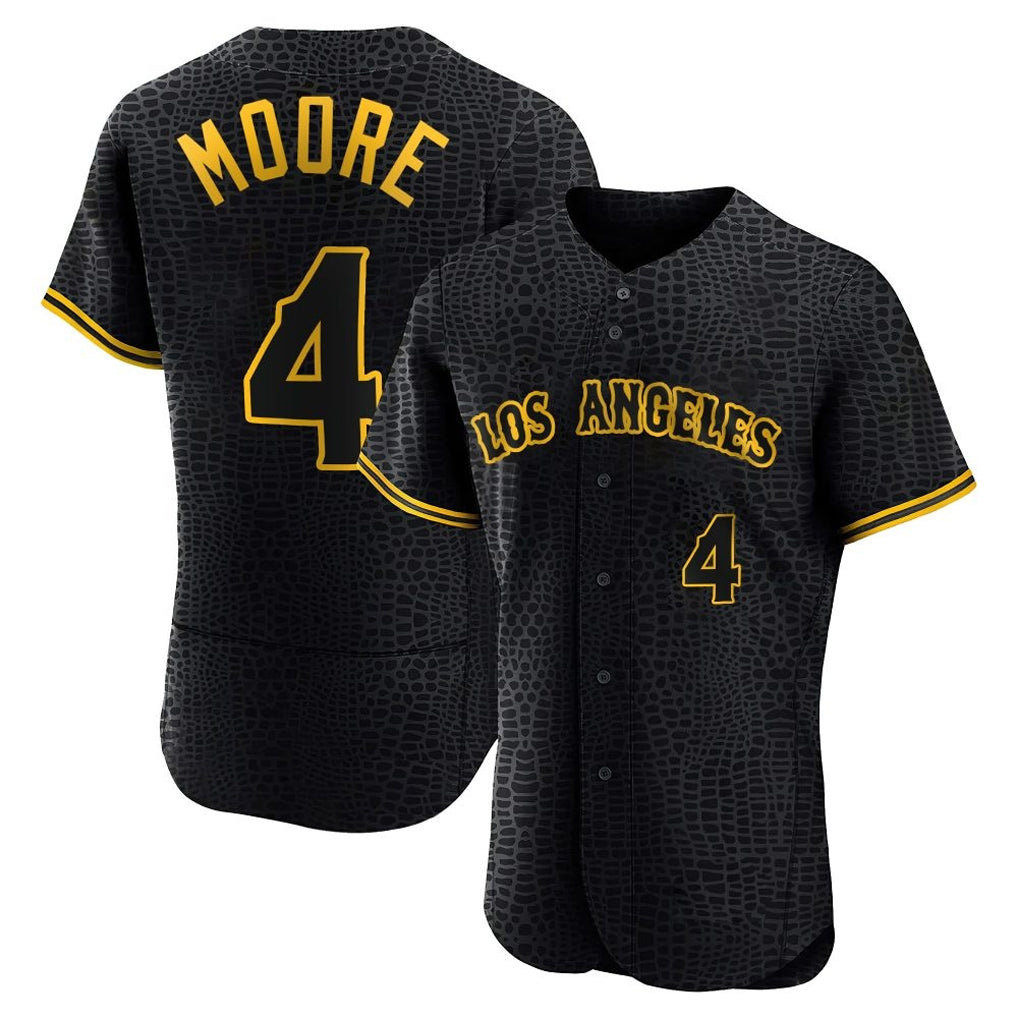 Johmsee LA.Angels #4 Christian Moore Player Black Snake Skin City Limited Elite Home Stitched Jerseys