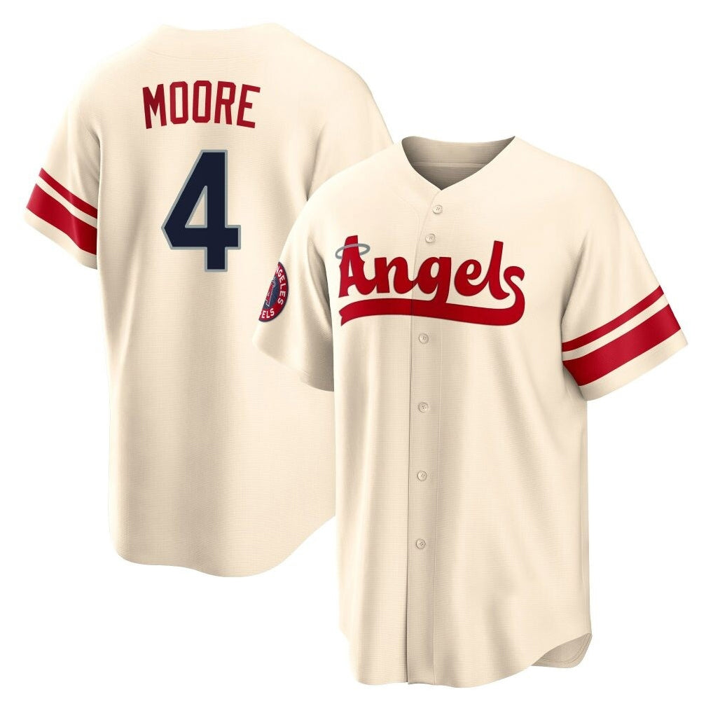 Johmsee LA.Angels #4 Christian Moore Player Cream City Connect Home Stitched Jerseys