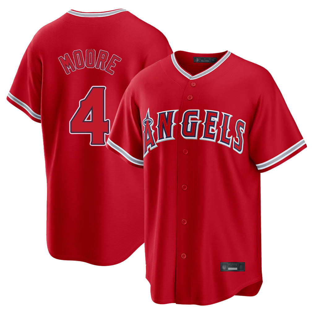 Johmsee LA.Angels #4 Christian Moore Player Red Home Game Stitched Jerseys
