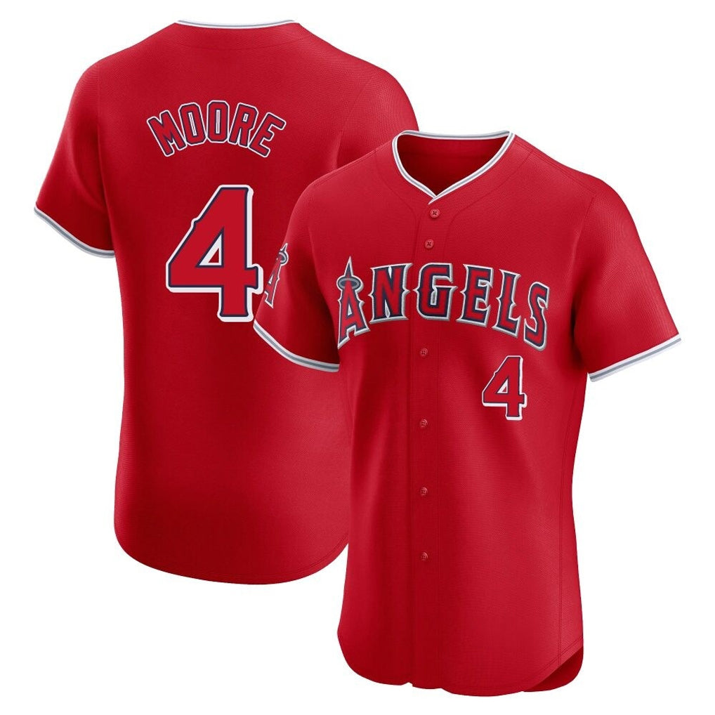 Johmsee LA.Angels #4 Christian Moore Player Red Home Limited Elite Stitched Jerseys