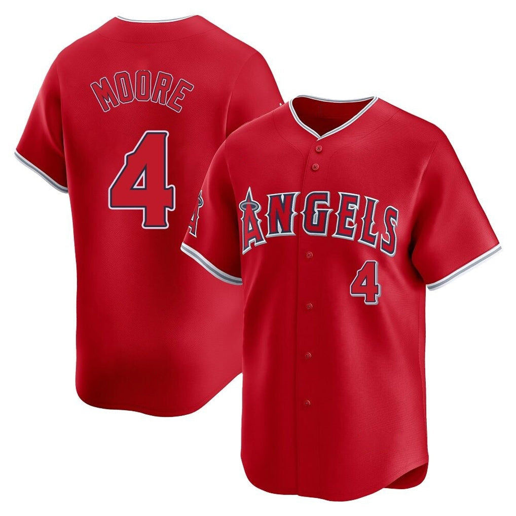 Johmsee LA.Angels #4 Christian Moore Player Red Home Limited Stitched Jerseys