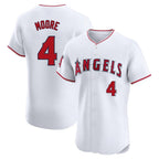Johmsee LA.Angels #4 Christian Moore Player White Limited Elite Stitched Home Jerseys