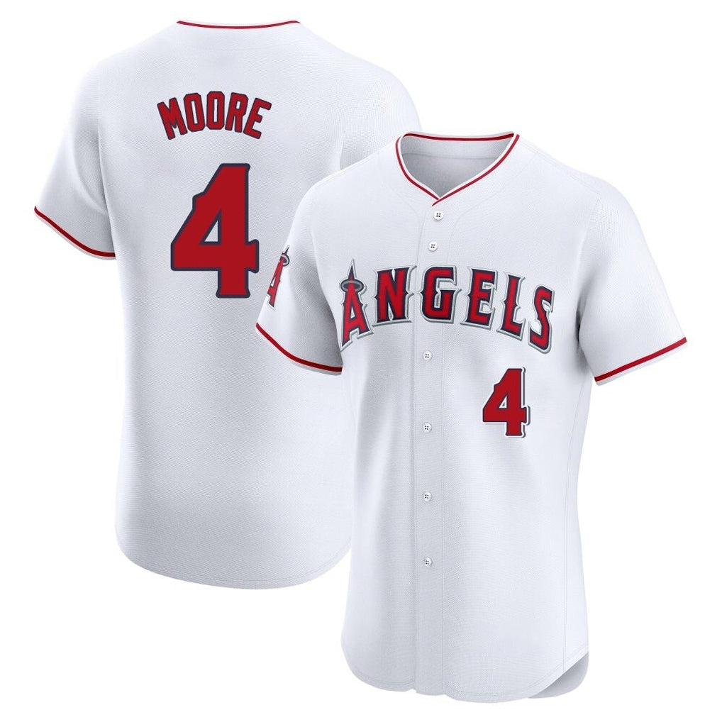 Johmsee LA.Angels #4 Christian Moore Player White Limited Elite Stitched Home Jerseys