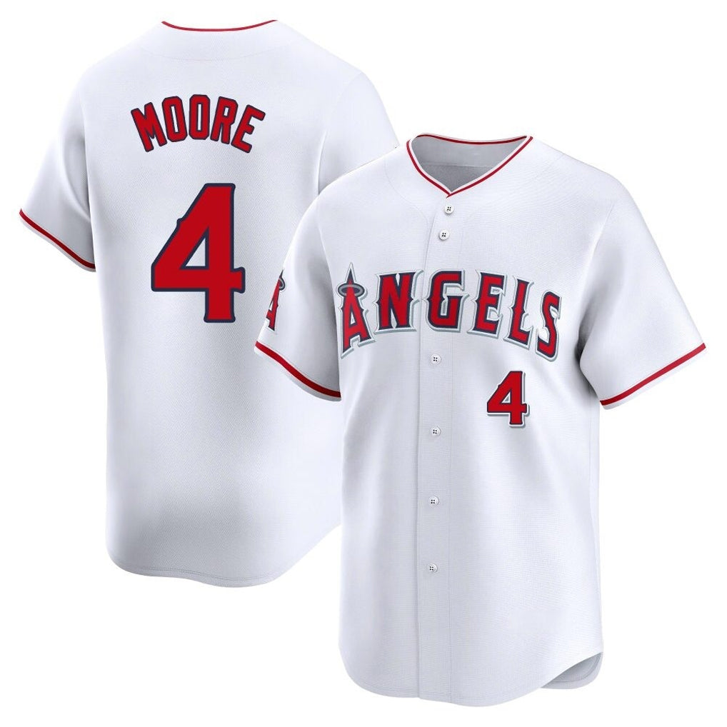 Johmsee LA.Angels #4 Christian Moore Player White Limited Home Stitched Jerseys