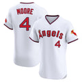 Johmsee LA.Angels #4 Christian Moore Player White T-shirt Home Limited Elite Stitched Jerseys