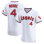 Johmsee LA.Angels #4 Christian Moore Player White T-shirt Home Limited Elite Stitched Jerseys