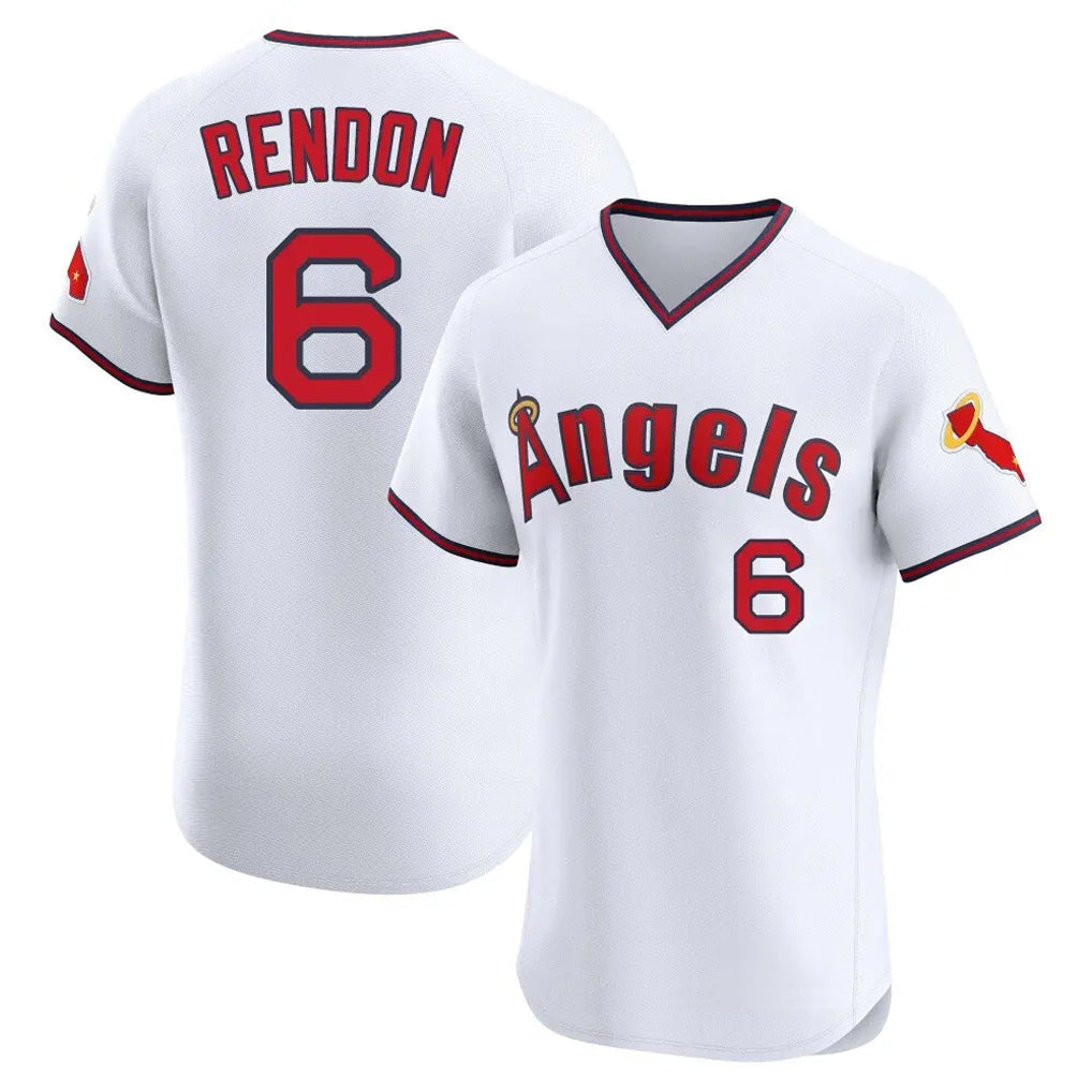Johmsee LA.Angels #6 Anthony Rendon Player White T-shirt Home Limited Elite Stitched Jerseys