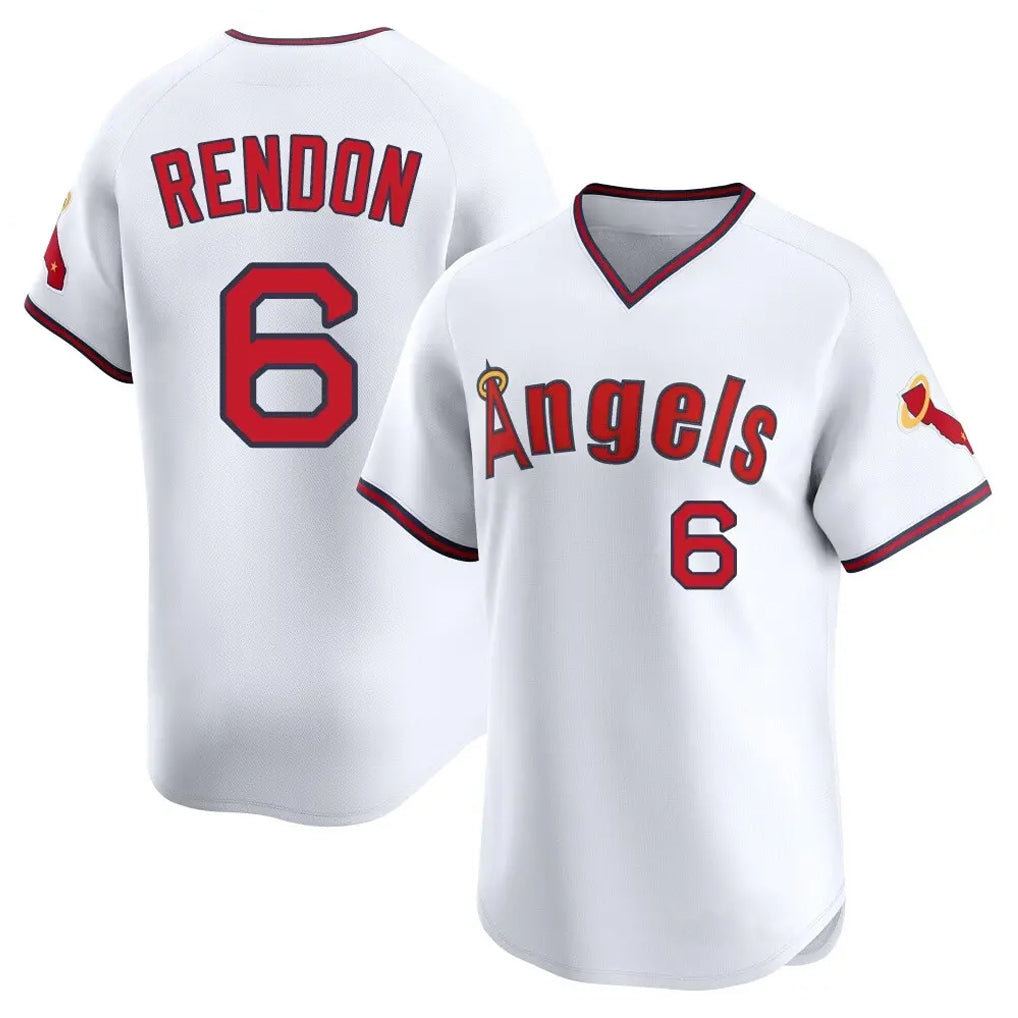 Johmsee LA.Angels #6 Anthony Rendon Player White T-shirt Home Limited Stitched Jerseys