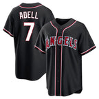 Johmsee LA.Angels #7 Jo Adell Player Black Fashion Out Home Game Stitched Jerseys