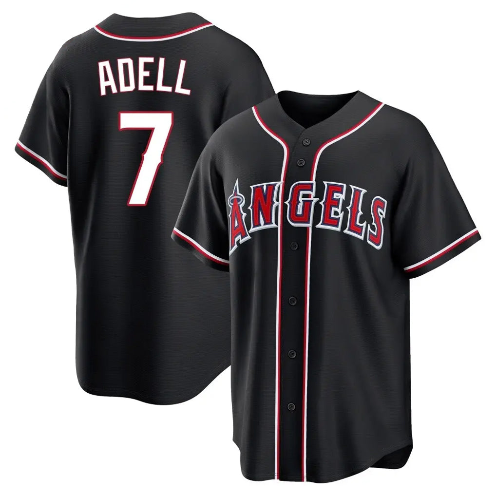 Johmsee LA.Angels #7 Jo Adell Player Black Fashion Out Home Game Stitched Jerseys
