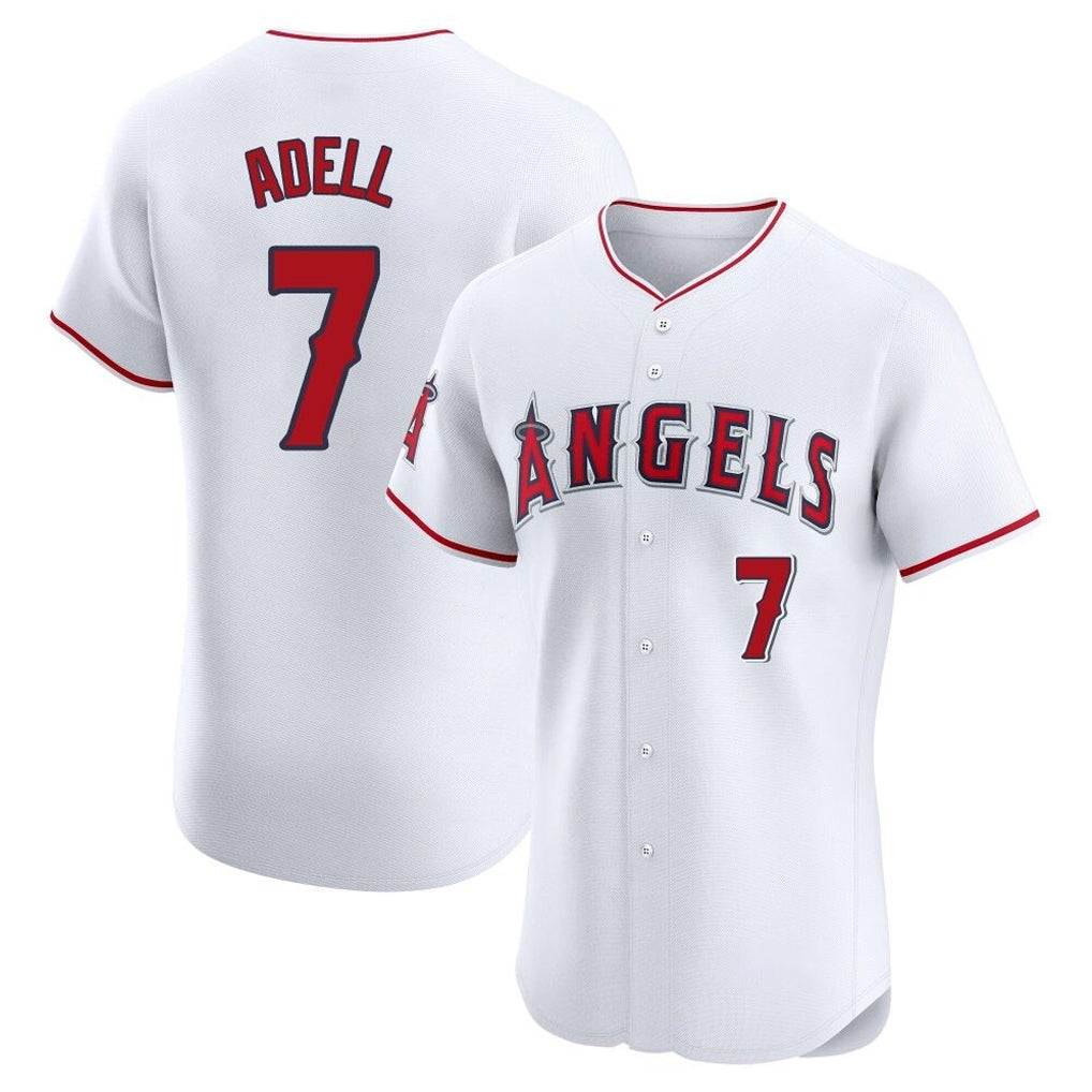 Johmsee LA.Angels #7 Jo Adell Player White Limited Elite Stitched Home Jerseys