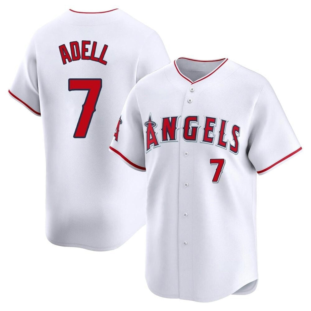 Johmsee LA.Angels #7 Jo Adell Player White Limited Home Stitched Jerseys