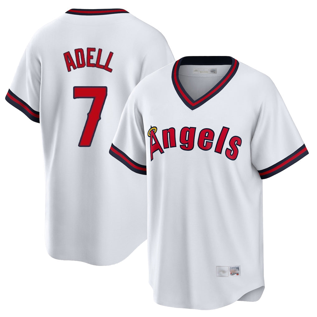 Johmsee LA.Angels #7 Jo Adell Player White T-shirt Home Game Stitched Jerseys