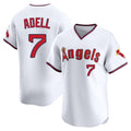 Johmsee LA.Angels #7 Jo Adell Player White T-shirt Home Limited Stitched Jerseys