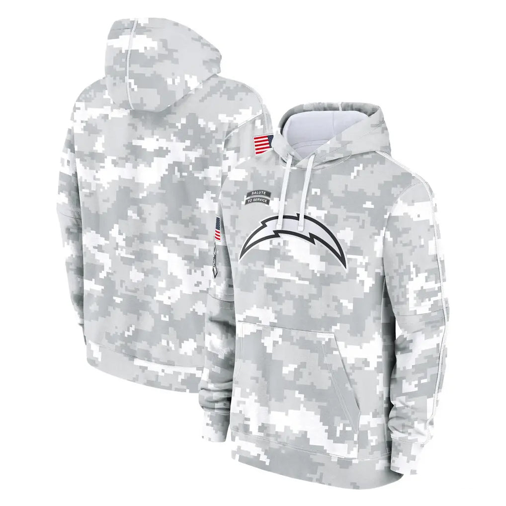 Johmsee LA.Chargers Arctic Camo Salute to Service Hoodies Limited Game Blank Player Stitched Jerseys