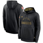 Johmsee LA.Chargers Black Salute to Service Hoodies Limited Game Blank Player Stitched Jerseys