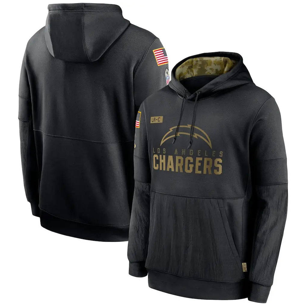 Johmsee LA.Chargers Black Salute to Service Hoodies Limited Game Blank Player Stitched Jerseys