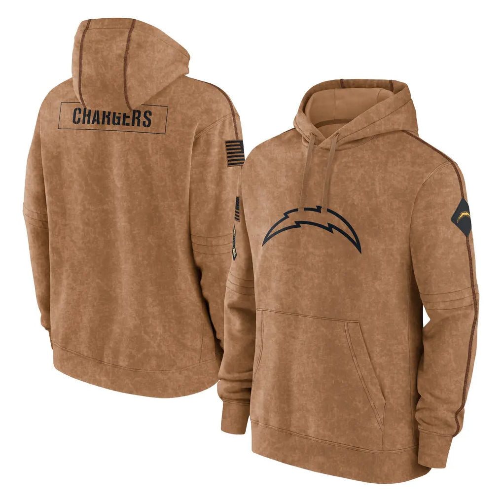 Johmsee LA.Chargers Brown Salute to Service Hoodies Limited Game Blank Player Stitched Jerseys
