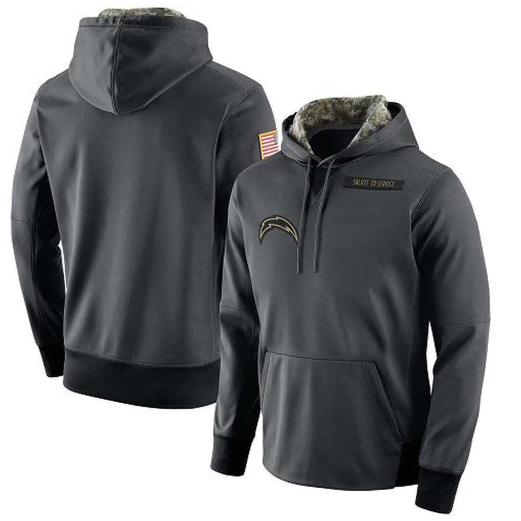 Johmsee LA.Chargers Gray Pullover Hoodie Home Game Blank Player Stitched Jerseys