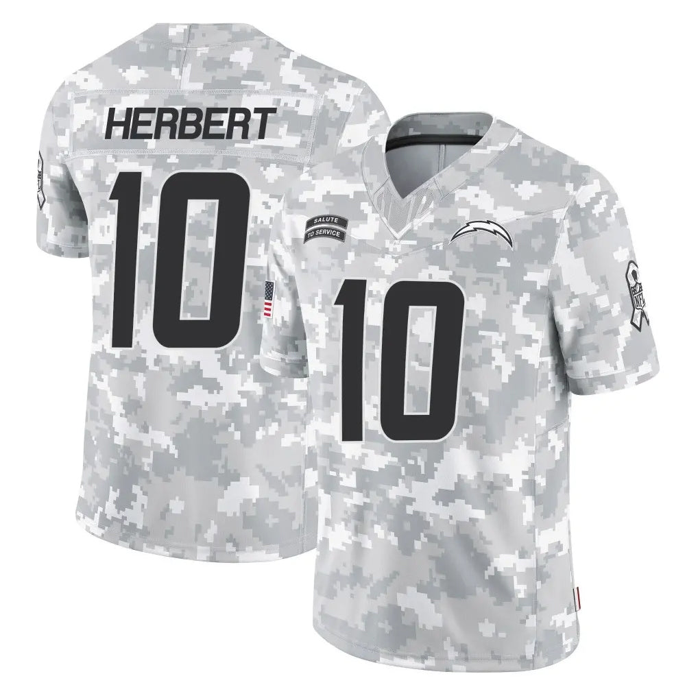 Johmsee LA.Chargers #10 Justin Herbert Player Arctic Camo Salute To Service Limited Game Stitched Jerseys