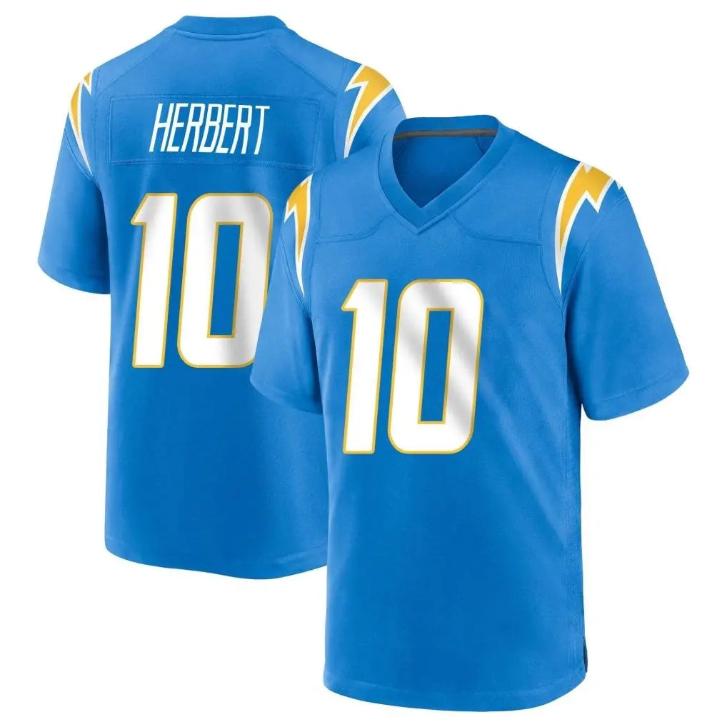 Johmsee LA.Chargers #10 Justin Herbert Player Blue Home Game Stitched Jerseys