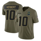 Johmsee LA.Chargers #10 Justin Herbert Player Olive 2025 Salute To Service Limited Game Stitched Jerseys