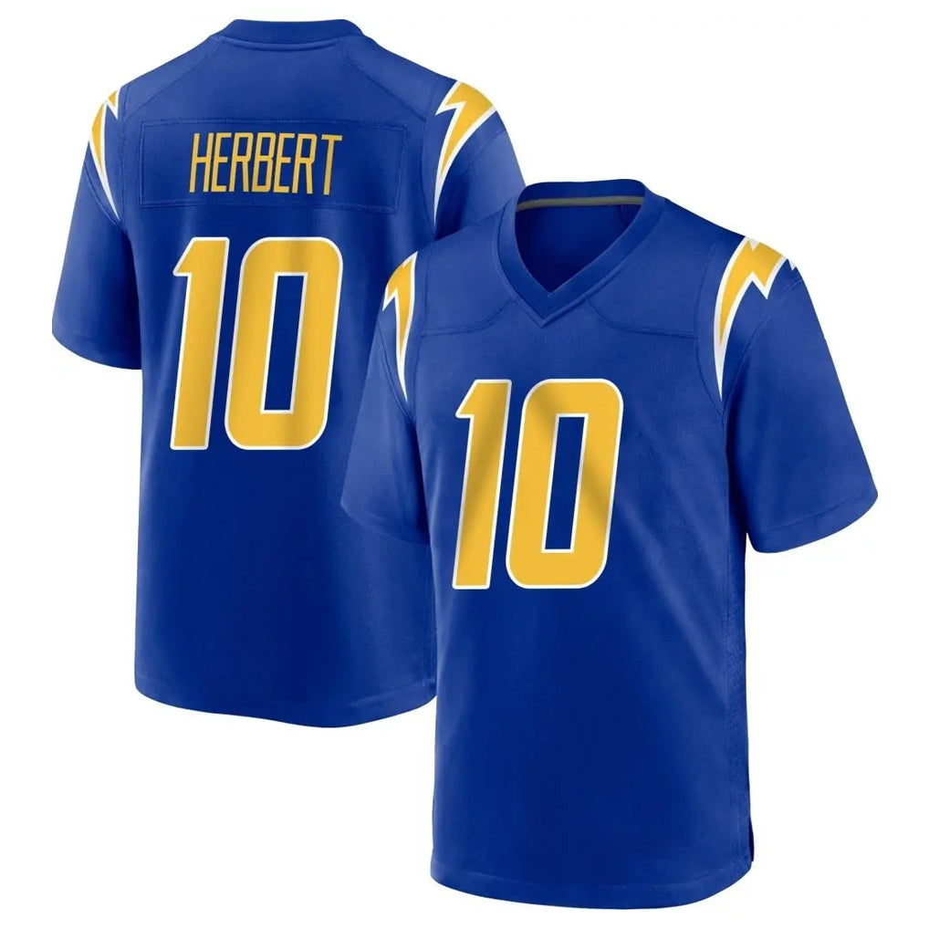 Johmsee LA.Chargers #10 Justin Herbert Player Royal Home Game Stitched Jerseys