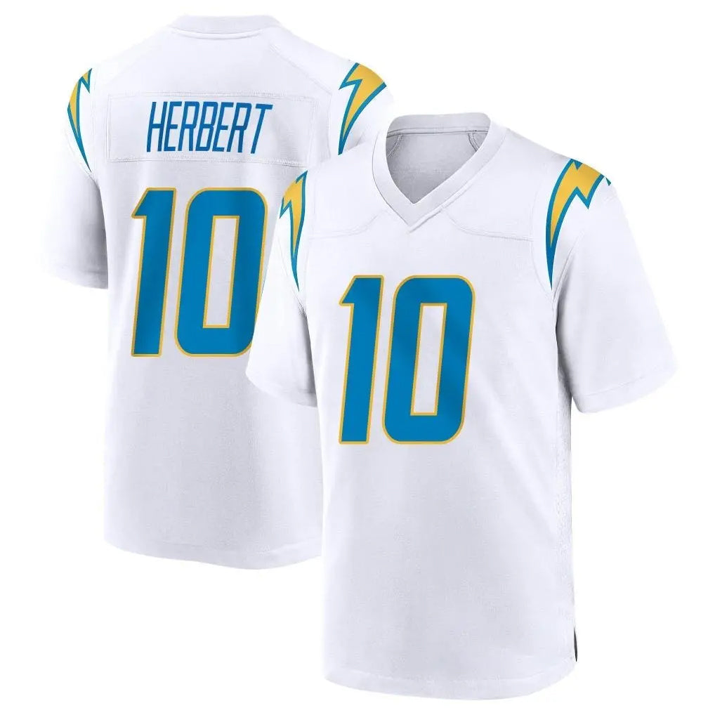 Johmsee LA.Chargers #10 Justin Herbert Player White Home Game Stitched Jerseys
