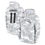 Johmsee LA.Chargers #11 Cameron Dicker Player Arctic Camo Salute to Service Hoodies Limited Game Stitched Jerseys