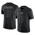 Johmsee LA.Chargers #11 Cameron Dicker Player Black Limited Reflective Home Game Stitched Jerseys