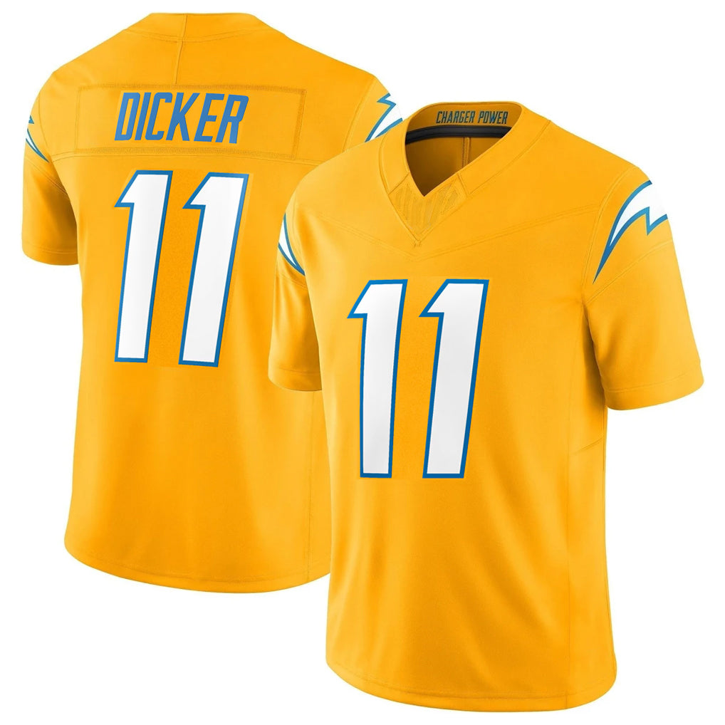 Johmsee LA.Chargers #11 Cameron Dicker Player Gold Limited Vapor F.U.S.E. Home Game Stitched Jerseys